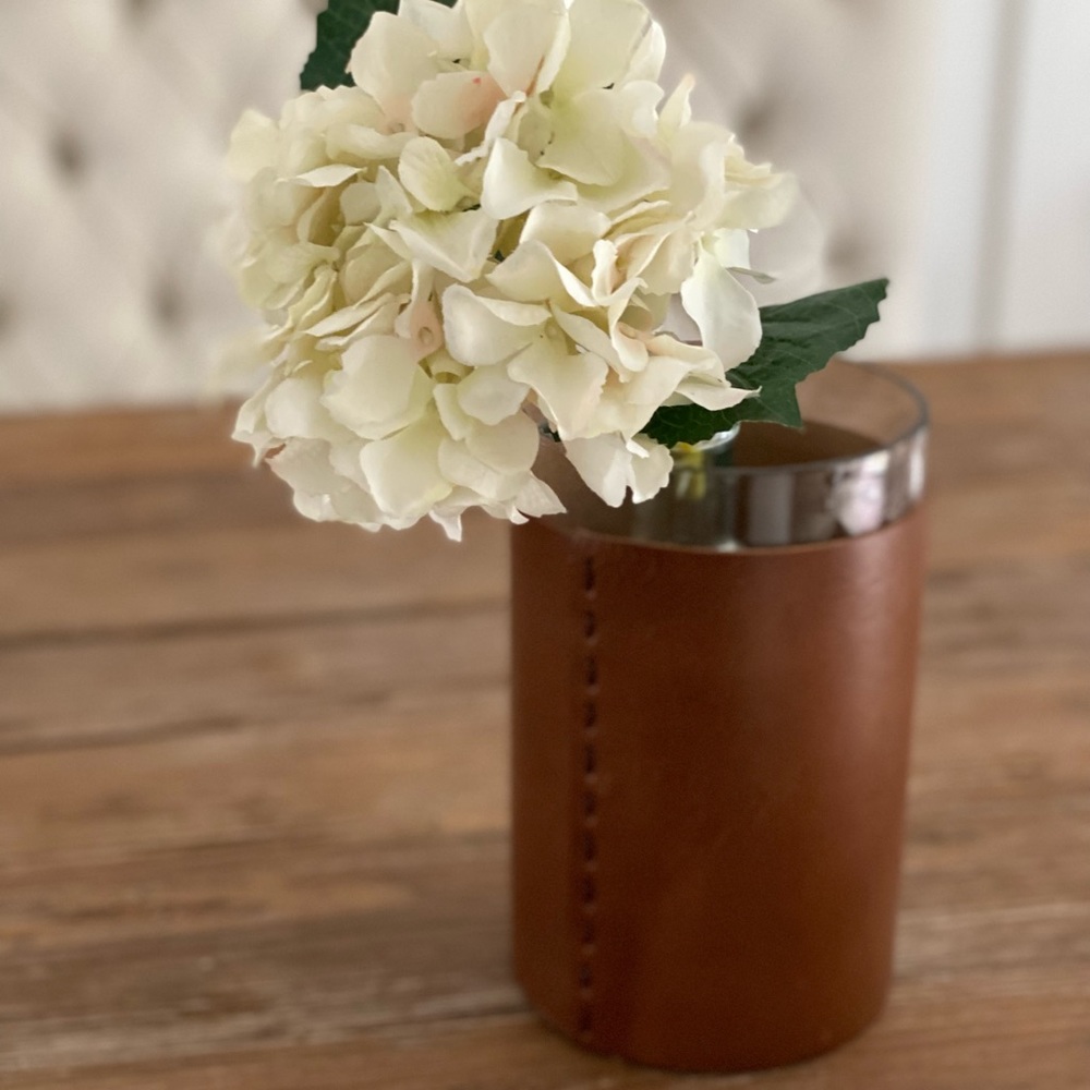 Studio McGee Leather & Glass Vase